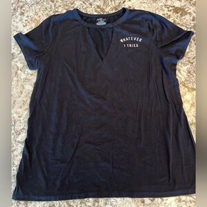 14/16 LANE BRYANT Whatever I Tried Graphic Black Top T-Shirt Plus Size Women’s